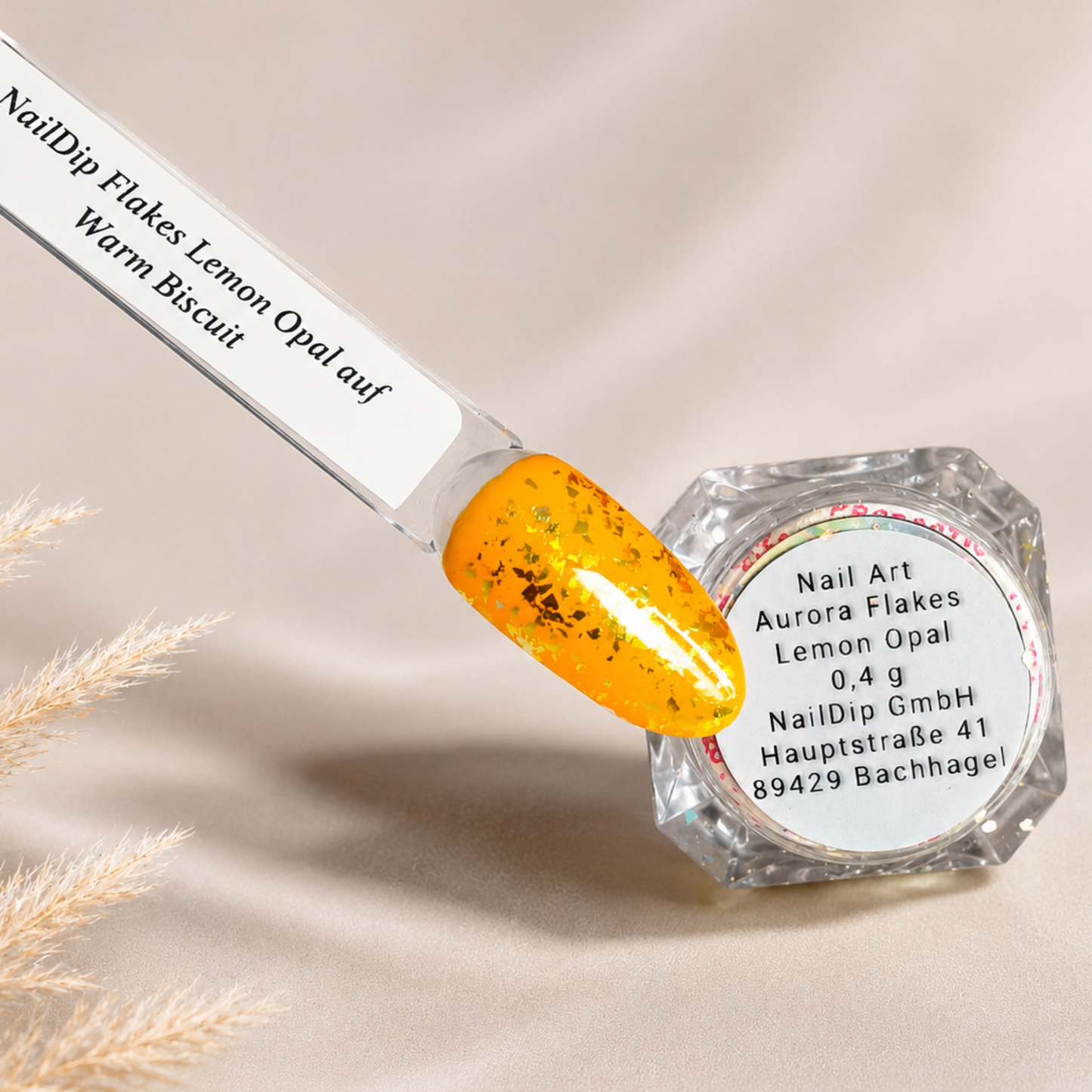 Aura Flakes Lemon Opal | Opalisierender Gelb-Gold-Schimmer für Nailart (0,4 g)