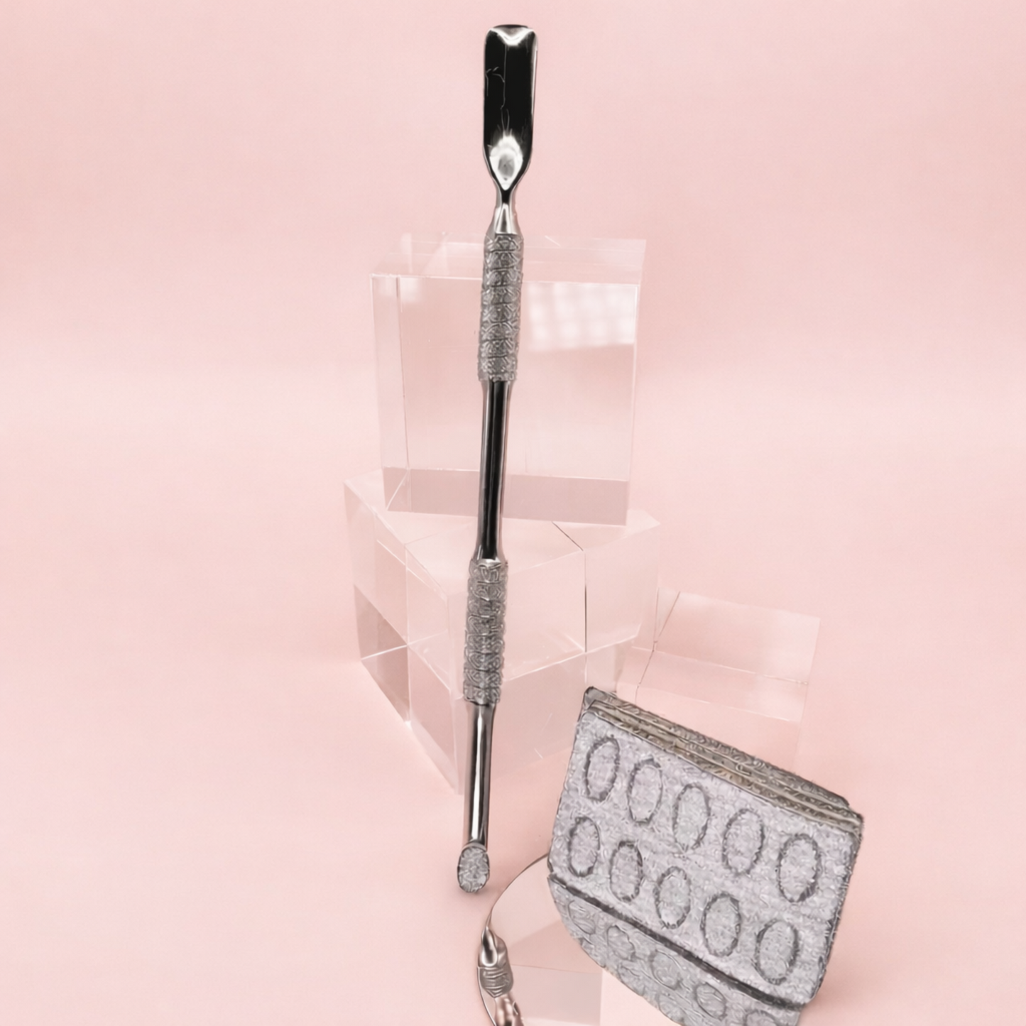 Nagelhautschieber Duo – Edelstahl mit Feilpad-Aufklebern