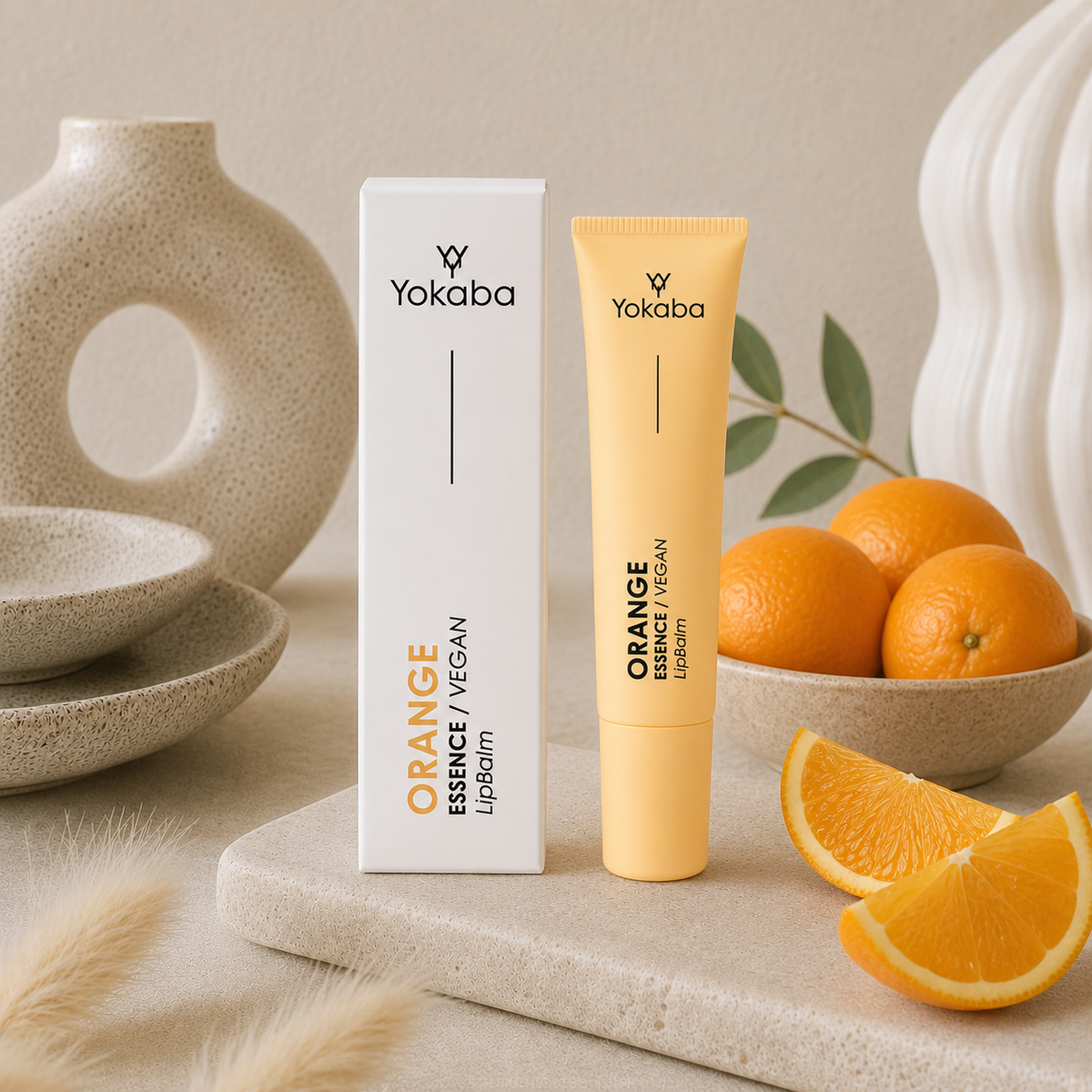 Yokaba ESSENCE Orange Lip Balm – veganer Lippenbalsam mit Orangenduft, 15 ml