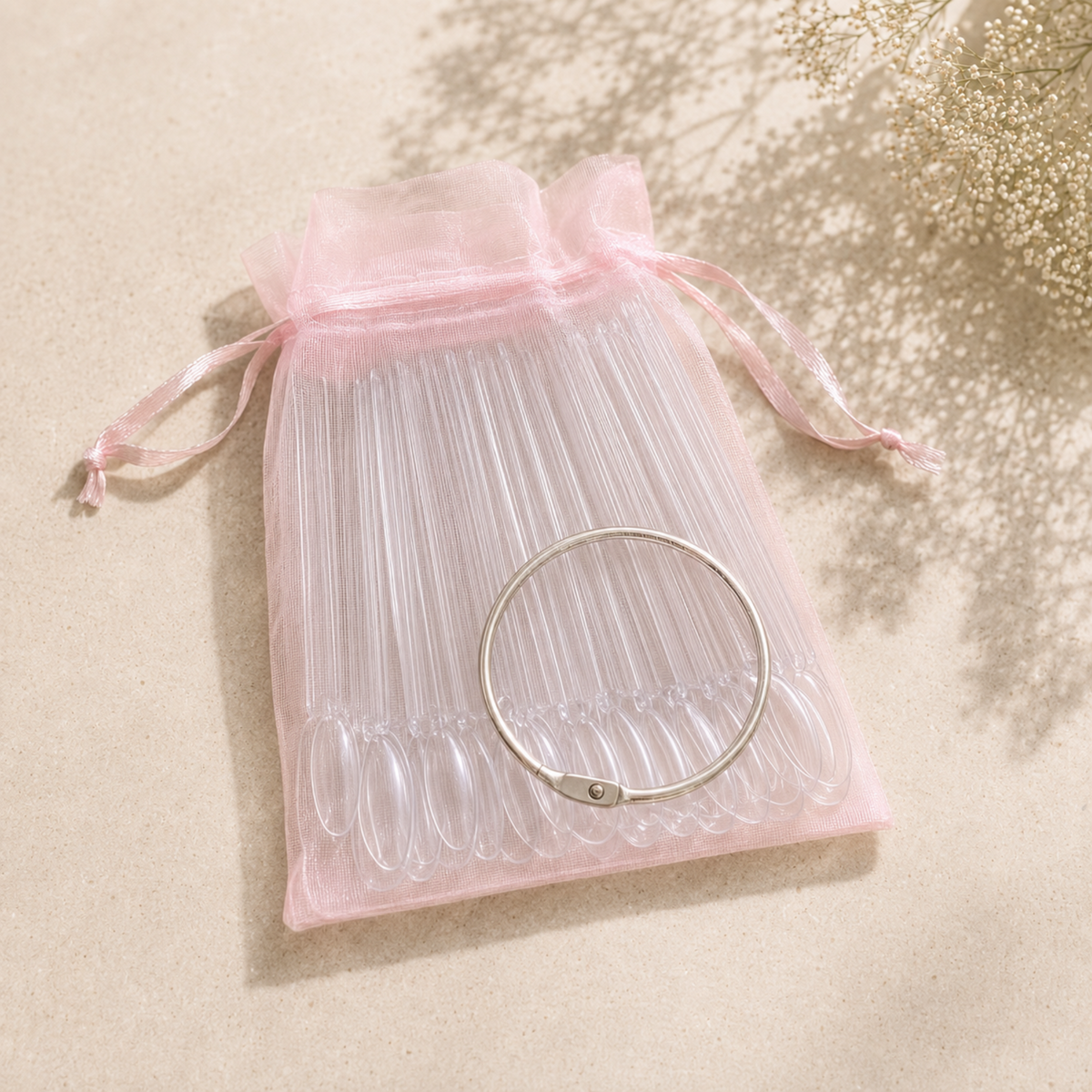 Transparente Nagel-Swatches – 50 Stück mit Ring