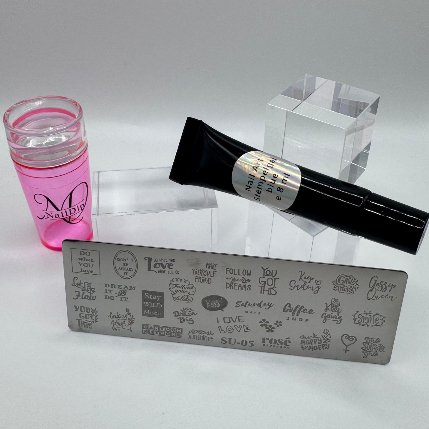 💬 Stempelplatte Sprüche für Nail Art – Edelstahl Designschablone