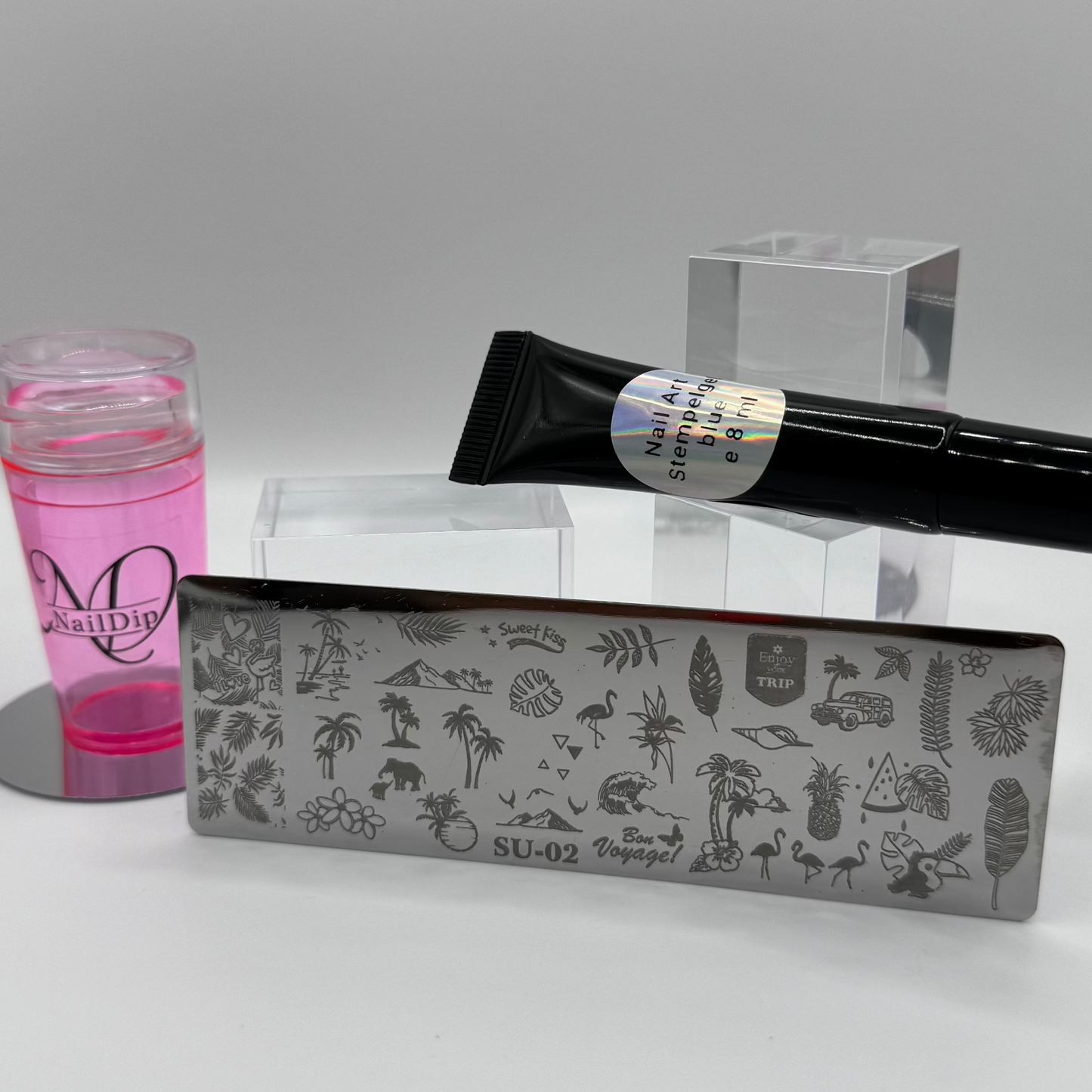 🏝️ Stempelplatte Urlaub für Nail Art – Edelstahl Designschablone