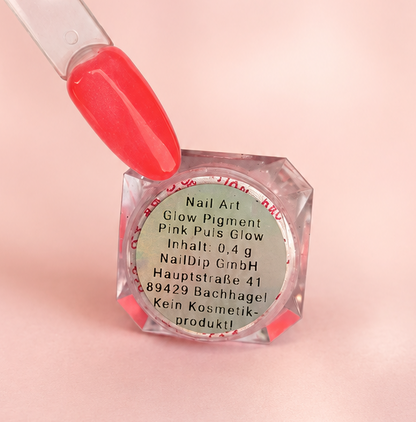 Glow Pigment Pink Puls – UV Glow Pigment für Nail Art I NailDip (2 g Jar)