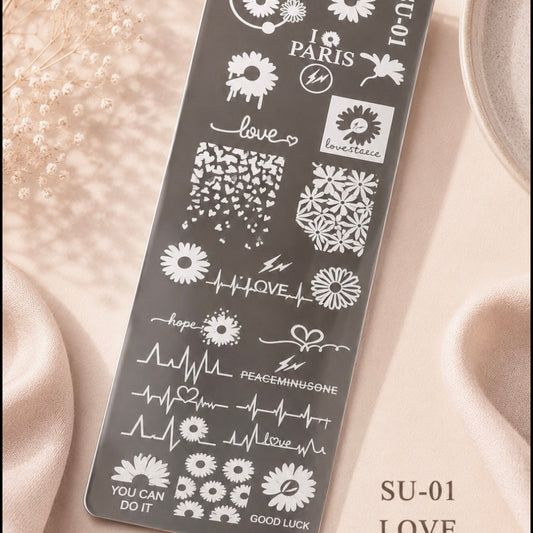 ❤️  Stempelplatte Love für Nail Art – Edelstahl Designschablone