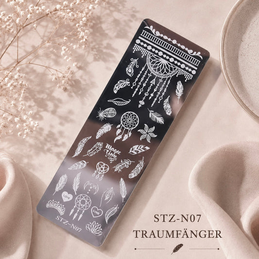 🌙  Stempelplatte Traumfänger für Nail Art – Edelstahl Designschablone