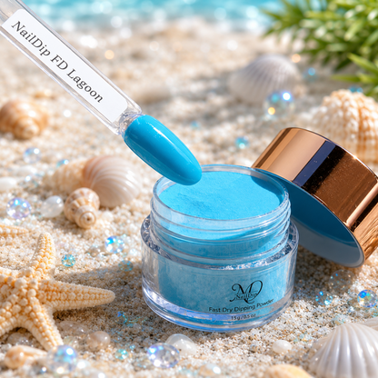 Lagoon Set – Fast Dry Powder, Mystic Ice Flakes & Soft Blue Ombre Gel