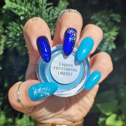 Lagoon Set – Fast Dry Powder, Mystic Ice Flakes & Soft Blue Ombre Gel