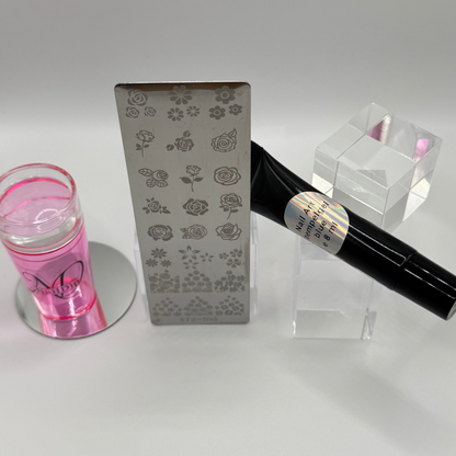 🌺  Stempelplatte Blüten für Nail Art – Edelstahl Designschablone