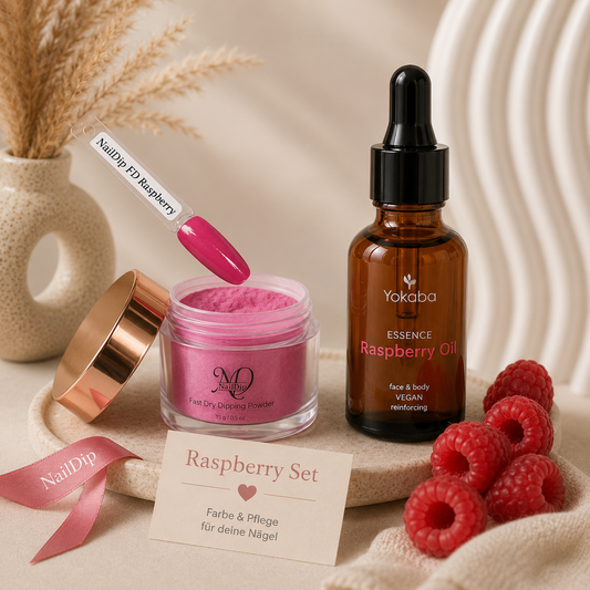 NailDip Raspberry Set – Fast Dry Dipping Powder & Yokaba Raspberry Oil