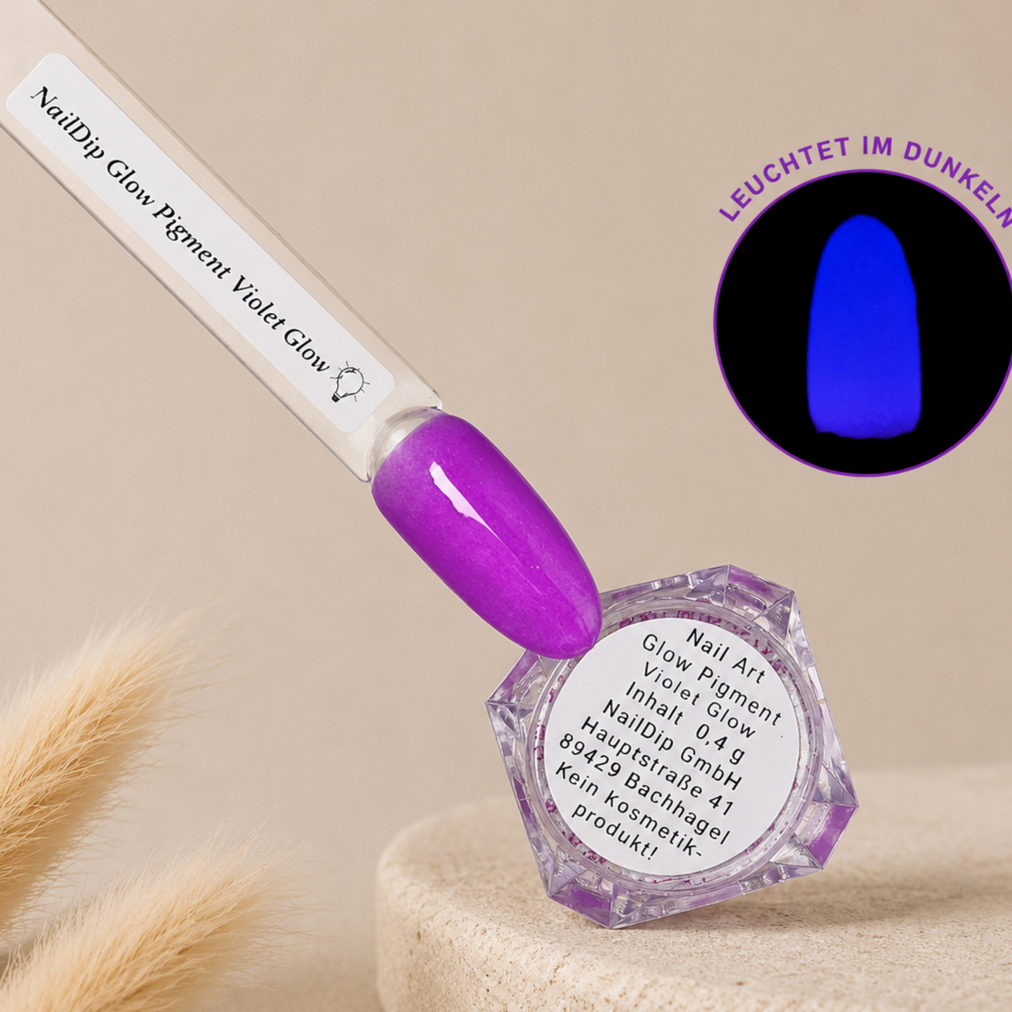 Glow Pigment Violet Glow – UV Glow Pigment für Nail Art I NailDip (2 g Jar)