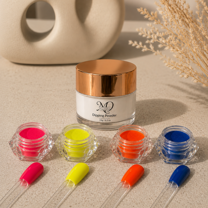 Neon Pigment Set – 4 Neonfarben + Clear Powder / Iced Porcelain Gel Polish
