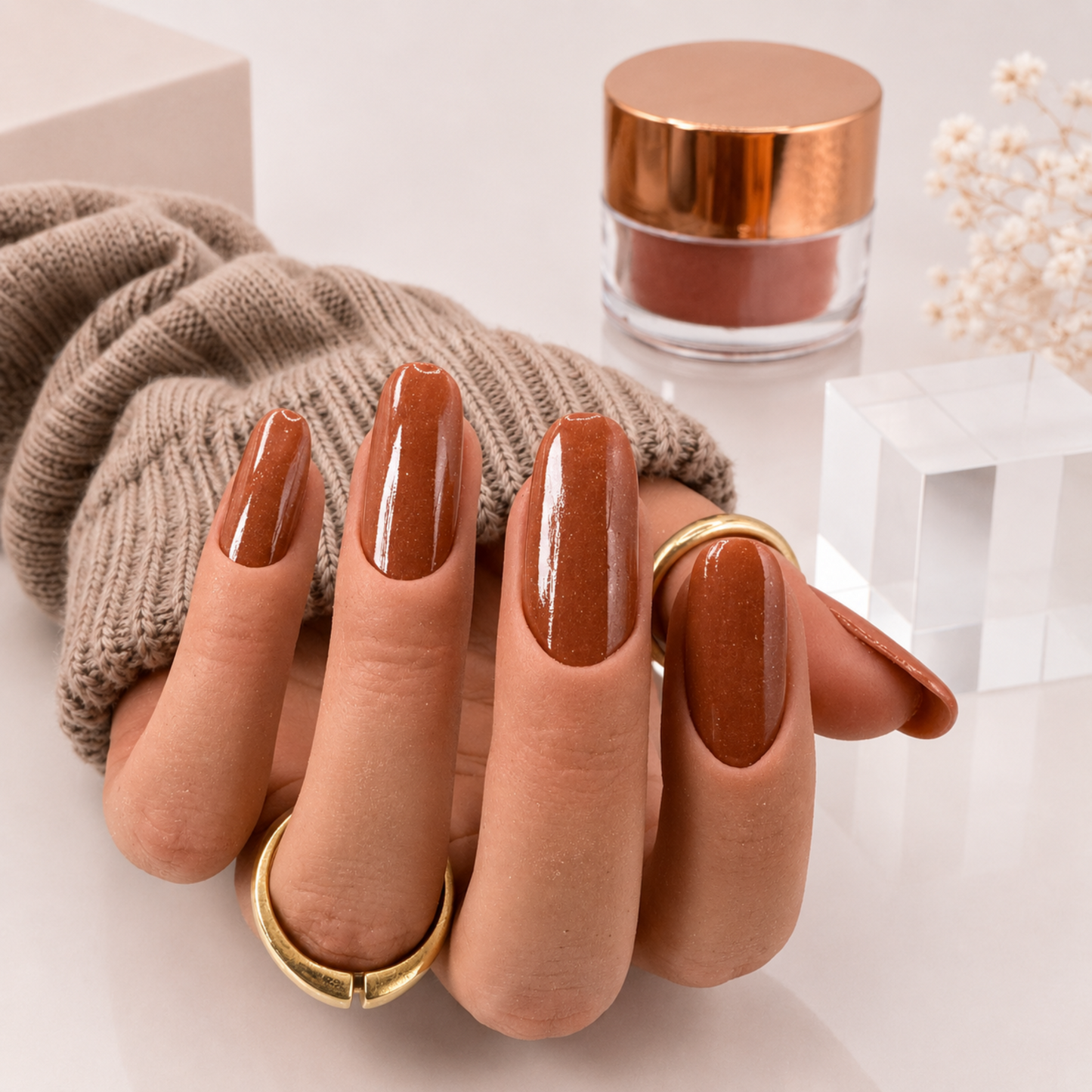 Brown Whisper Dipping Powder 15g – Rot Braun schimmer Dip Nägel | NailDip