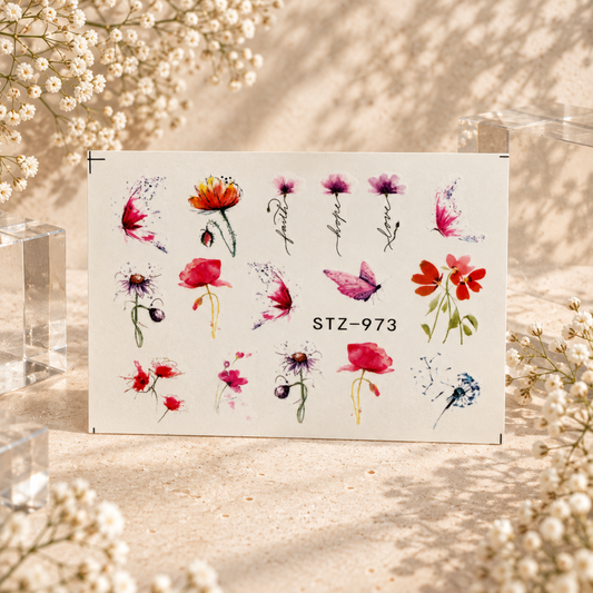 Water Tattoo – Flower-Butterfly (1 Blatt)