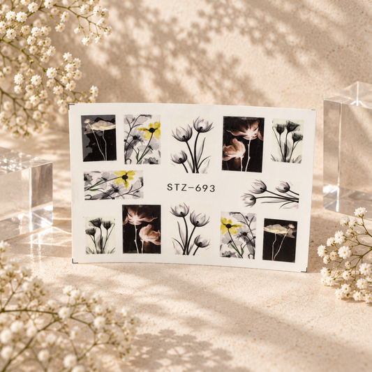 Water Tattoo – Flower Decals 1  (1 Blatt)