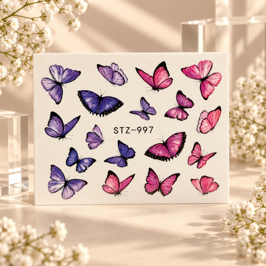 Water Tattoo – Schmetterlinge lila pink (1 Blatt)