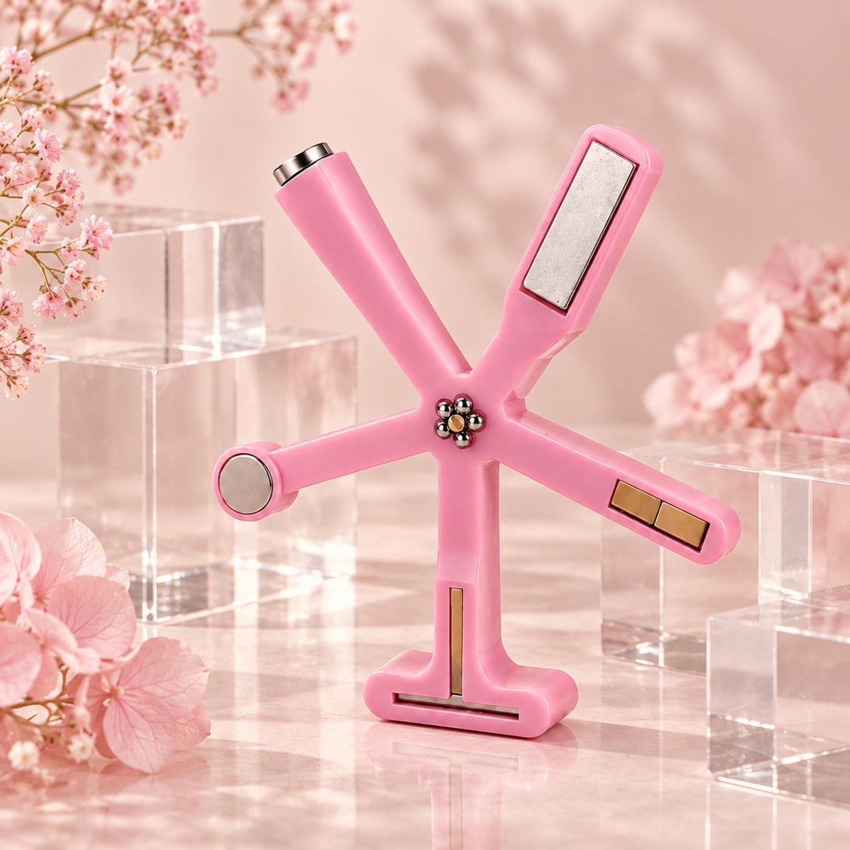 Cat-Eye Magnet Stern – Rosa Blume