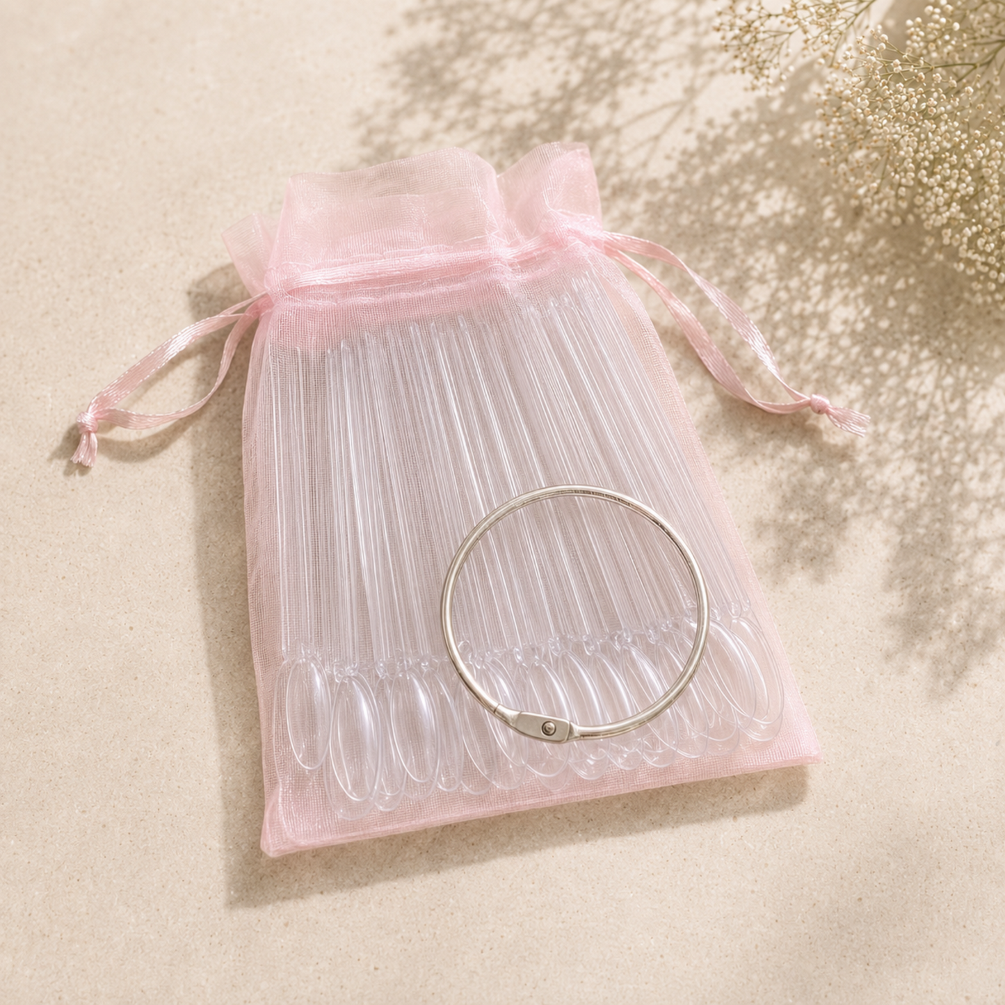 Transparente Nagel-Swatches – 50 Stück mit Ring