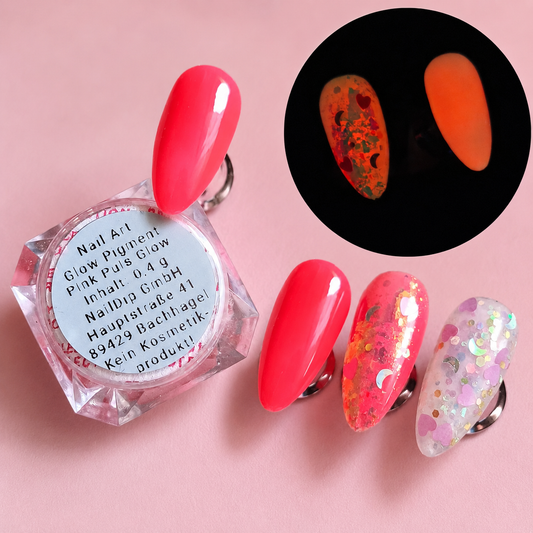 Glow Pigment Pink Puls – UV Glow Pigment für Nail Art I NailDip (2 g Jar)