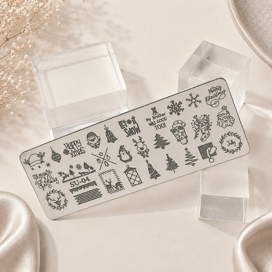 🎄 Stempelplatte Weihnachten 1 für Nail Art – Edelstahl Designschablone