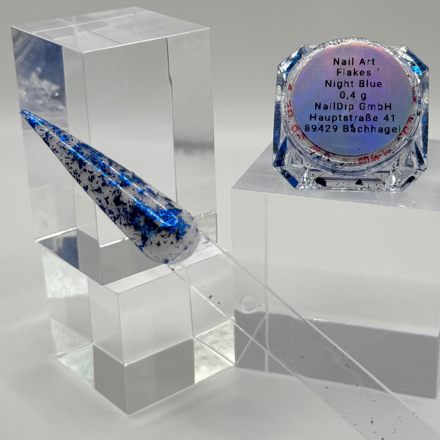 Nail Art Flakes – Night Blue Blattgold Effekt (0,4g Dose)