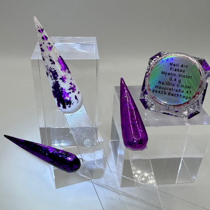 Nail Art Flakes – Mystic Violet  Blattgold Effekt (0,4g Dose)