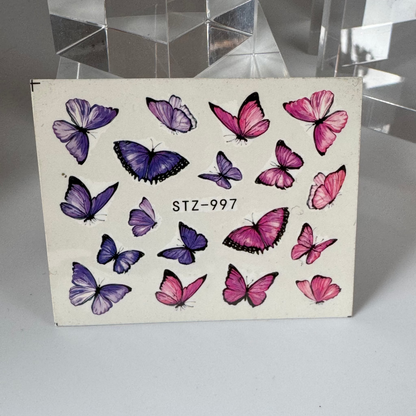 Water Tattoo – Schmetterlinge lila pink (1 Blatt)