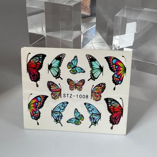 💦 Water Tattoo – Schmetterlinge blau/bunt (1 Blatt)