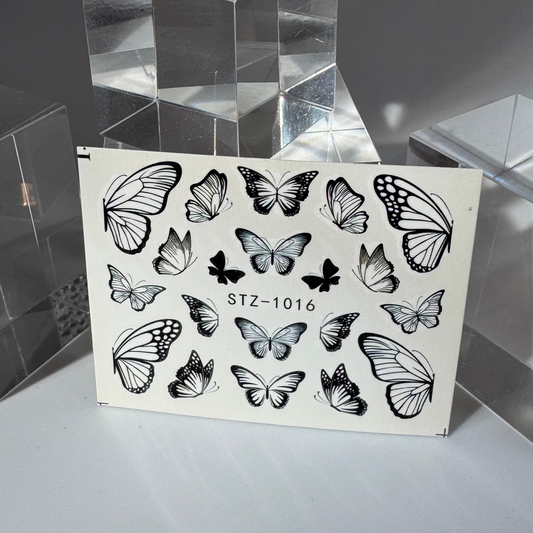 💦 Water Tattoo – Schmetterlinge schwarz (1 Blatt)