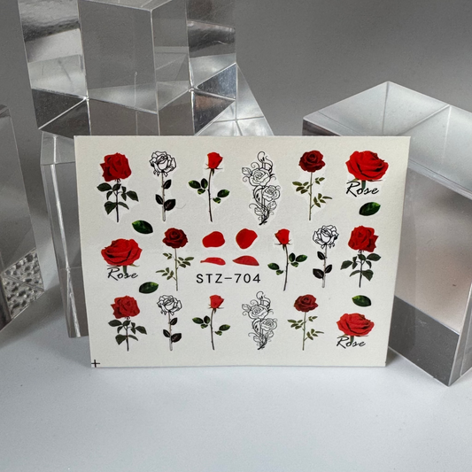 💦 Water Tattoo – Flower Rosen   (1 Blatt)