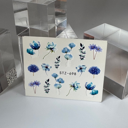 💦 Water Tattoo – Flower blau 2 (1 Blatt)