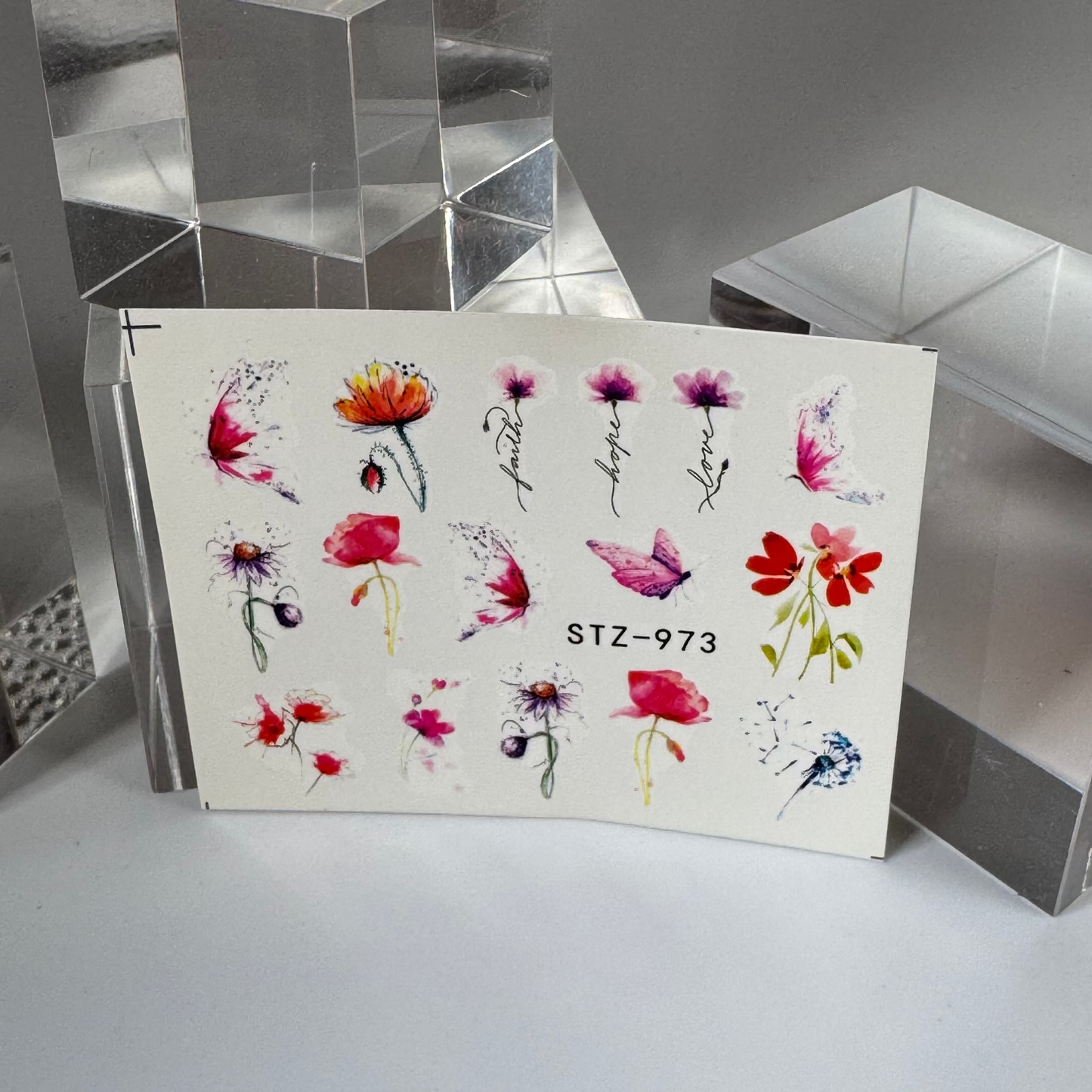 💦 Water Tattoo – Flower-Butterfly (1 Blatt)