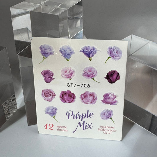 💦 Water Tattoo – Flower flieder (1 Blatt)