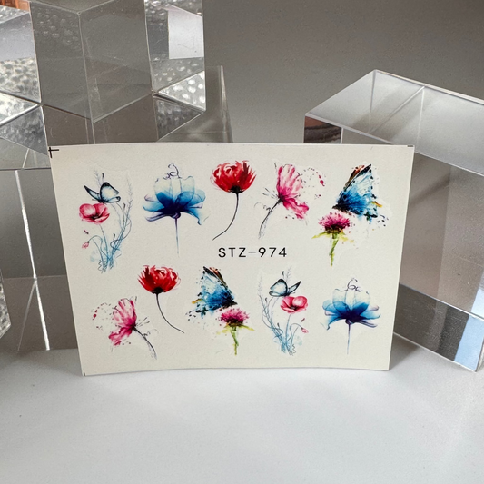 💦 Water Tattoo – Flower Filigran  (1 Blatt)