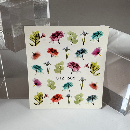 💦 Water Tattoo – Flower gemischt  (1 Blatt)