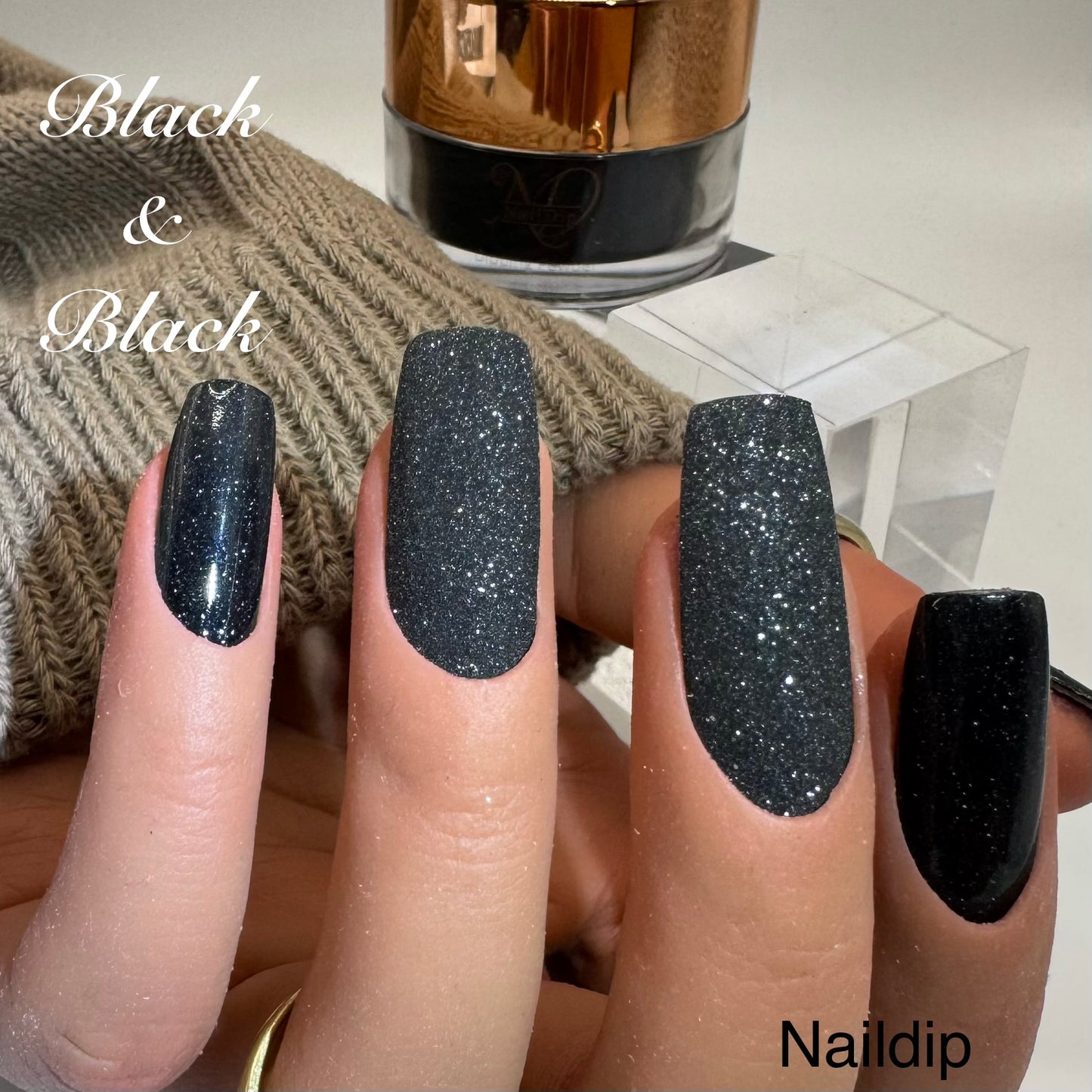 🖤 Black & Black Glitter  –  Dipping Powder 15g