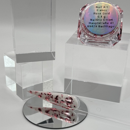 Nail Art Flakes – Rose Gold Blattgold Effekt (0,4g Dose)