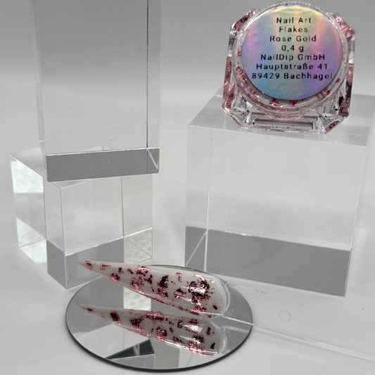 Nail Art Flakes – Rose Gold Blattgold Effekt (0,4g Dose)