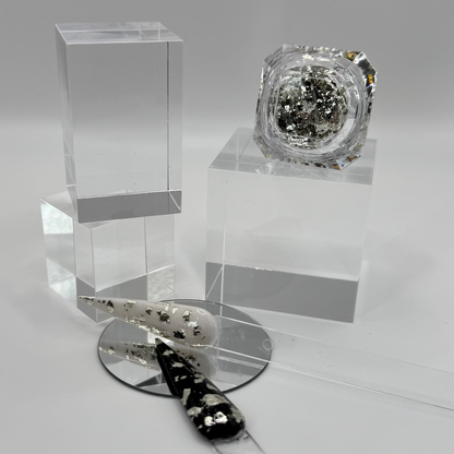 Nail Art Flakes – Dark Silver  Blattgold Effekt (0,4g Dose)