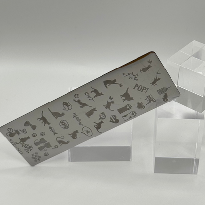 🐈‍⬛  Stempelplatte Katzen für Nail Art – Edelstahl Designschablone