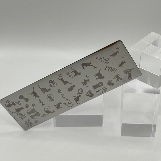 🐈‍⬛  Stempelplatte Katzen für Nail Art – Edelstahl Designschablone