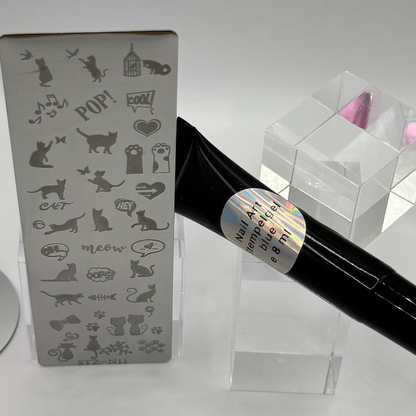 🐈‍⬛  Stempelplatte Katzen für Nail Art – Edelstahl Designschablone