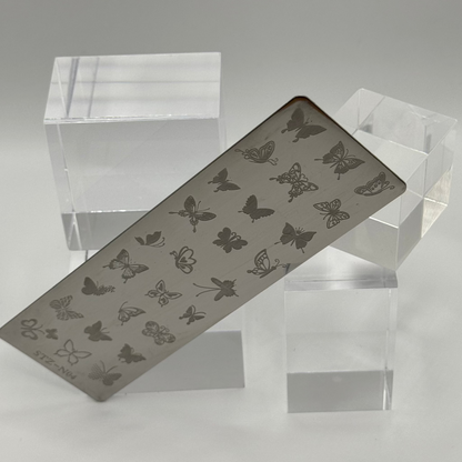 🦋  Stempelplatte Schmetterlinge für Nail Art – Edelstahl Designschablone