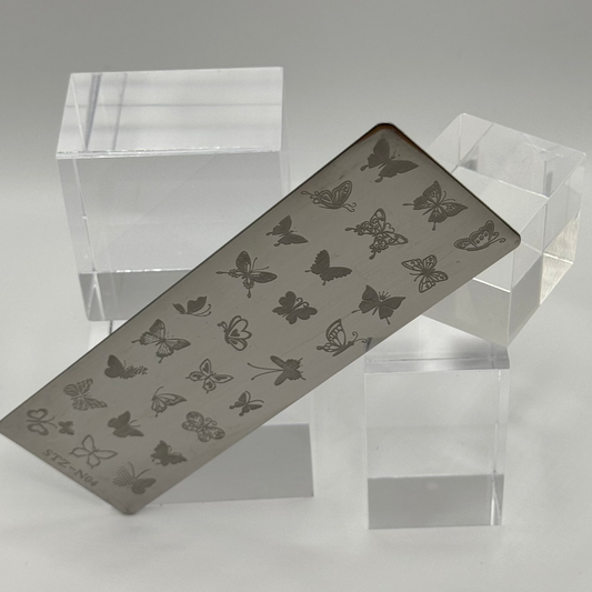 🦋  Stempelplatte Schmetterlinge für Nail Art – Edelstahl Designschablone