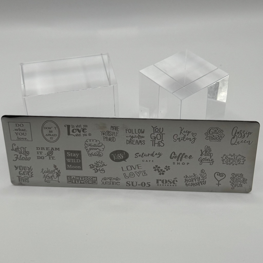 💬  Stempelplatte Sprüche für Nail Art – Edelstahl Designschablone