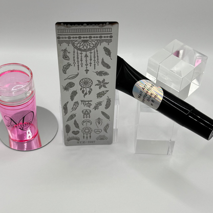 🌙  Stempelplatte Traumfänger für Nail Art – Edelstahl Designschablone