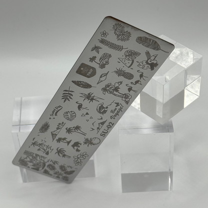 🏝️ Stempelplatte Urlaub für Nail Art – Edelstahl Designschablone